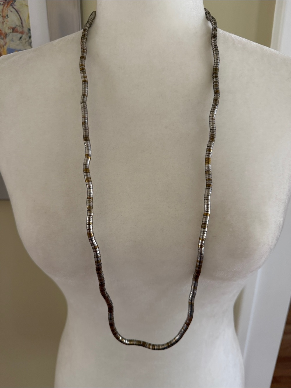 VINTAGE BENDABLE MIXED METAL SNAKE CHAIN NECKLACE Flexible Snake Bone Necklace